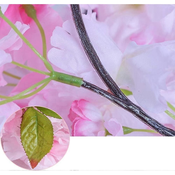 2 stk. Kunstig Kirsebærblomst Guirlande Hængende Vinstok Fake Blomster Silke Guirlande 180 cm Længde til Hjemmet
