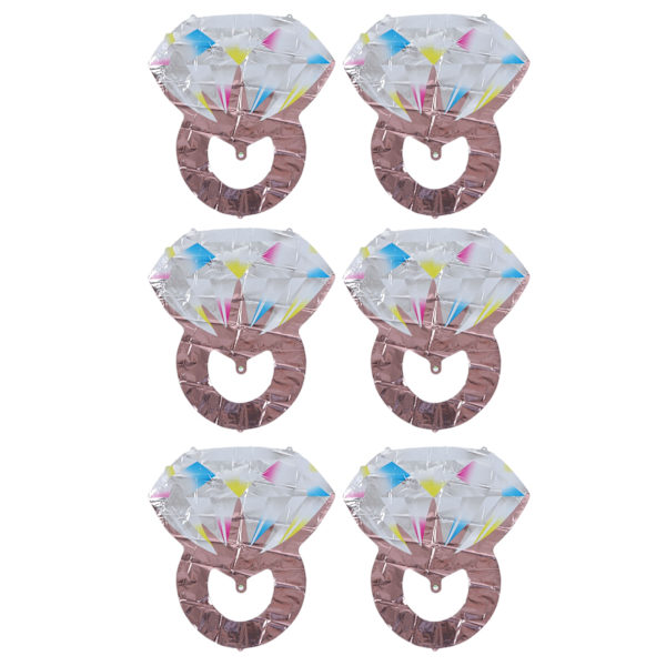 6 stk diamantringballon aluminiumsfolie sfæriske diamantringballoner Brudebad Bryllupsforlovelse Dekorative balloner rosa guld