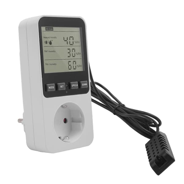 Fuktighetsregulator, temperaturregulatoruttak 230 V, temperaturstrømbryter, uttakstermostatstrømbryter EU-plugg