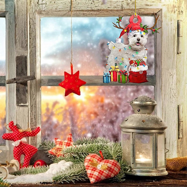 3 st Julgransprydnader Trä Valp Hund Julgran Hängande Prydnad Julhelg Prydnad Juldekor (I)