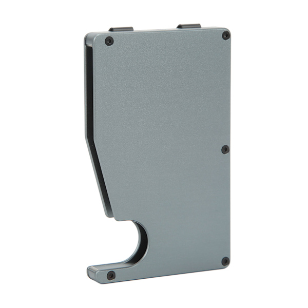 Korthållare i aluminiumlegering, antimagnetisk, stöldskyddad, automatisk utmatning, kreditkortsfodral, grå