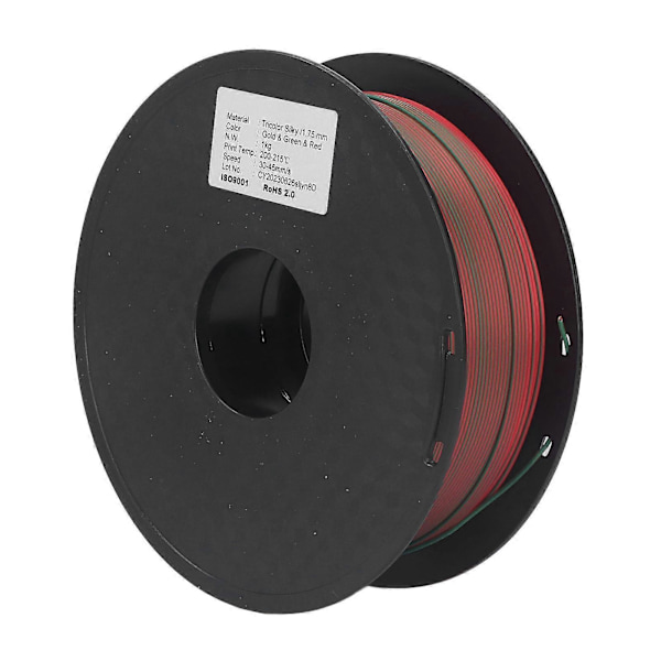 3D Printer Filament 1.75mm Guld Grøn Rød Tri Farve Filament PLA Filament Forbrugsvarer Printmateriale kompatibelt med Model DIY
