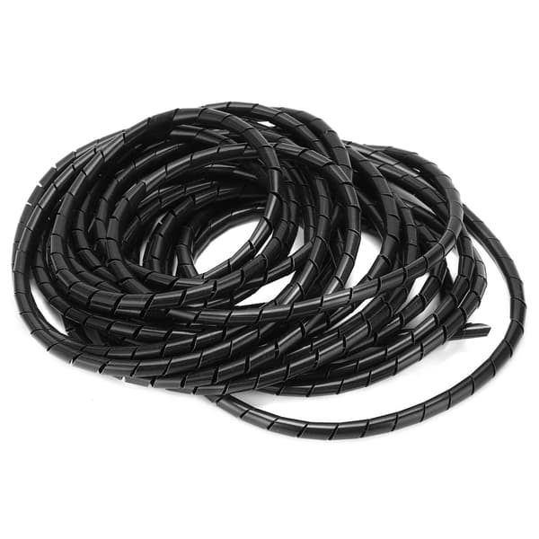 Spiral Ledningsvikling Ledning Fleksibel Kabel Organizer Management Sort Φ8mm 10 Meter til Ledningsføring