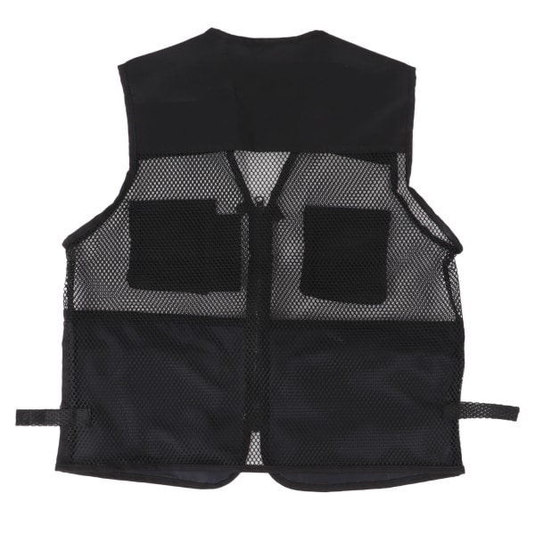 Militärväst Slitstark ventilerande Multi Pocket Mesh fiskeväst för utomhusaktiviteterL Svart