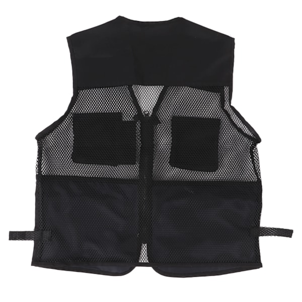 Militærvest Slidstærk åndbar Multi Pocket Mesh fiskevest til udendørs aktiviteterL Sort