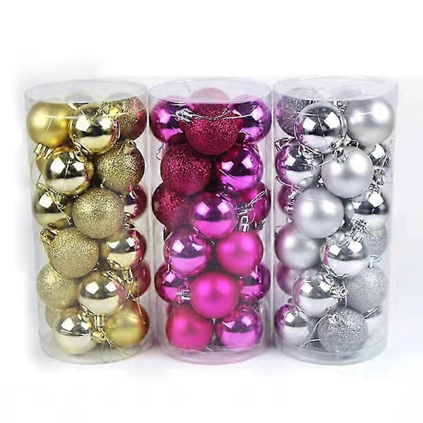 24 X 4 Cm Julekuler Hengende Julekuler Juletre Dekor Kit (1 stk - rosa)