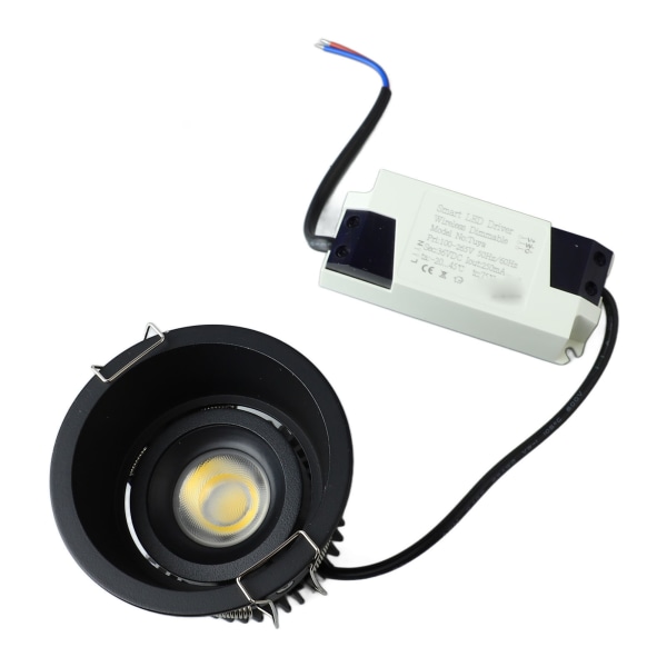 10W Innfelt LED-spotlight for Tuya Lysabsorpsjon 30° Justerbar 100 til 265V Innebygd Downlight for Living Room Hotel Black