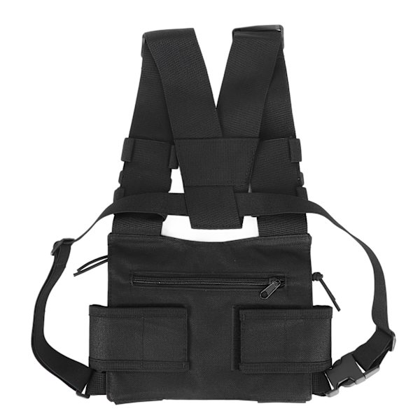Radiobrystsele 2 lommer Oxford Cloth Justerbar Vest Rigg Universal for 2-veis Radio Walkie Talkie Svart