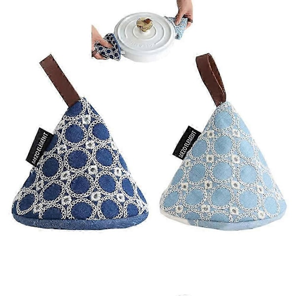 Grydelapper til køkkenet, Mini Grydelapper, Små Grillhandsker, Mini Grillhandske, til Madlavning og Bagning (Lyseblå, Mørkeblå)_SZXM