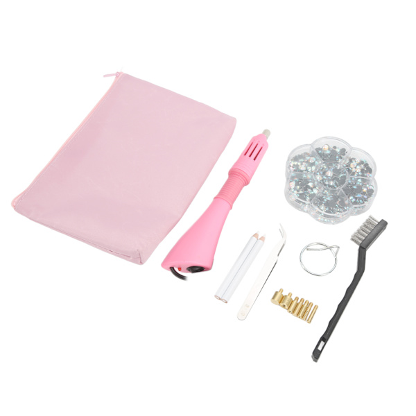 Set med hotfix-strass, bärbar förvaringslåda, snabb uppvärmning, gör-det-själv-kit för strassapplicering, bred spänning 110 till 220 V, EU-kontakt
