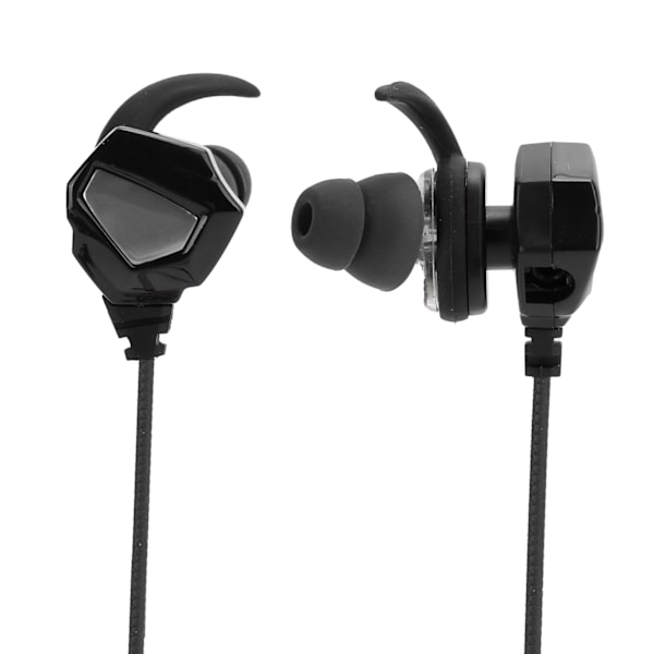 3,5 mm spelhörlurar för spel, ergonomiska subwoofer, minihörlurar, HiFi-stereo med mikrofon, svart silver