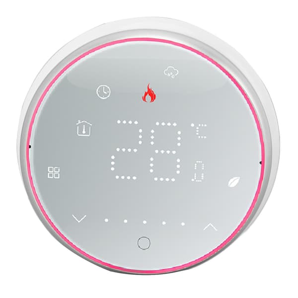 Smart termostat 1 vecka programmerbar LED-display infälld rund digital termostat AC95-240V för vattenvärmesystem vit