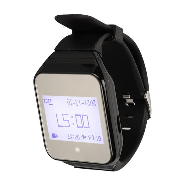 Ur-pager LCD-kalendervisning En-knaps alarmvibration Trådløst opkaldssystem til cateringfabrikker US-stik sort