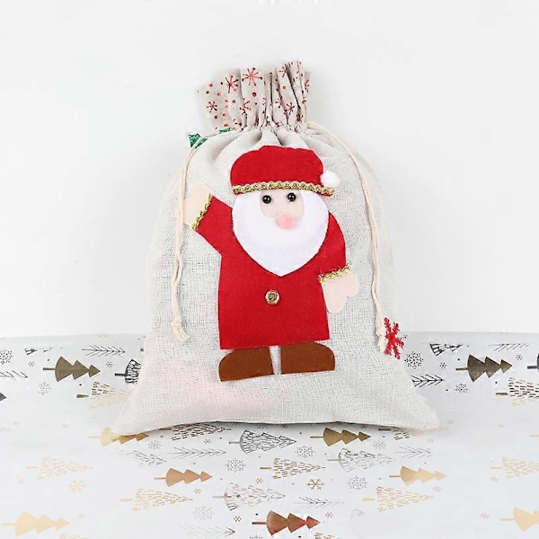 30*40cm, 4 Stykker Store Julegaveposer med Snøring for Julegaver Enkel Innpakning Gaveposer for Festgaver -