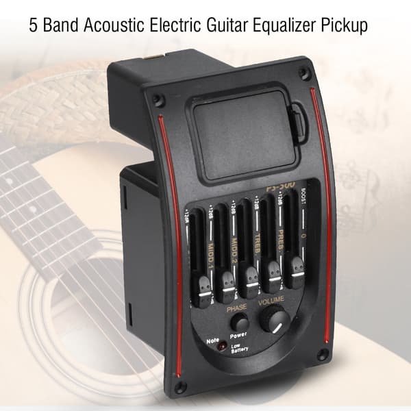5-bands akustisk elektrisk gitarrförförstärkare EQ Equalizer Pickup Tuner Instrumentverktyg