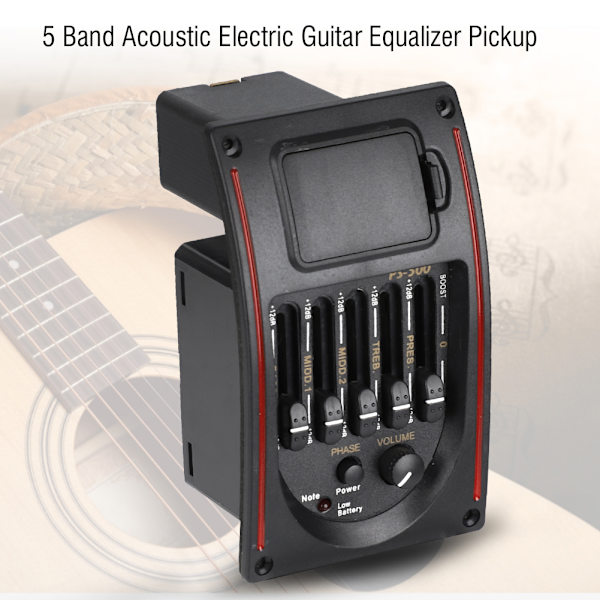 5-bånds akustisk elektrisk guitar Preamp EQ Equalizer Pickup Tuner Instrumentværktøj