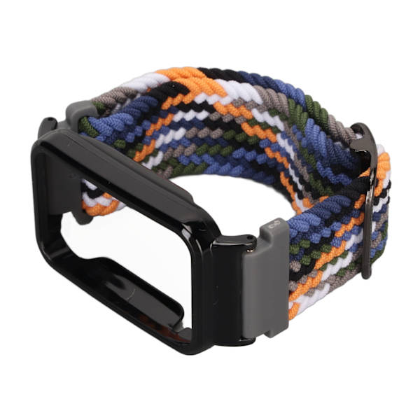 Stretch nylon flätad watch med skyddande stötfångare Case Passar för Mi Band 7 Pro Denim och svart case