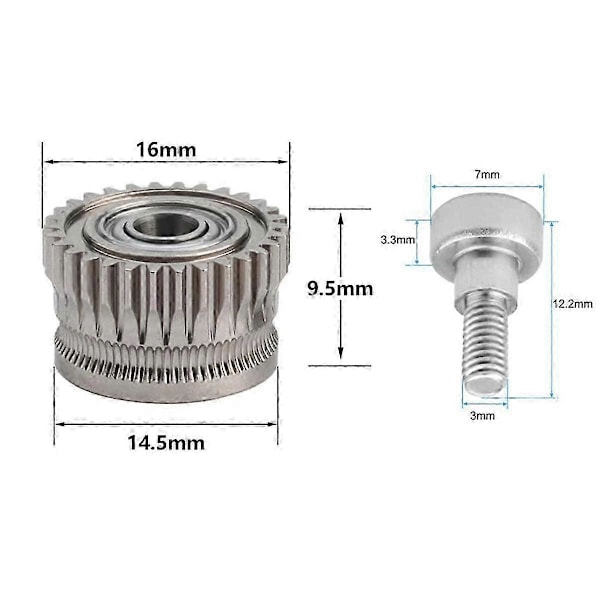 Ny 3D-printer Dual Gear Extruder Kit kompatibel med K1/K1C/K1 Max/Ender3/V3 Plus V3 Opgradering 3.0 Hærdet Stål