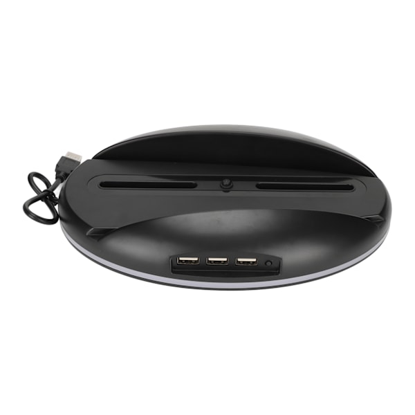 LED vertikalstativ stilig plug and play konsolldokkingstasjon med 3 USB2.0-porter fargerikt lys for PS5-konsoller svart