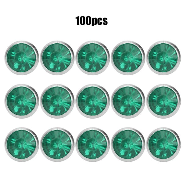 B Akryl Diamant 8mm Dekorativ DIY Stud Klestilbehør 8mm Sølvkant Krystall Smaragd