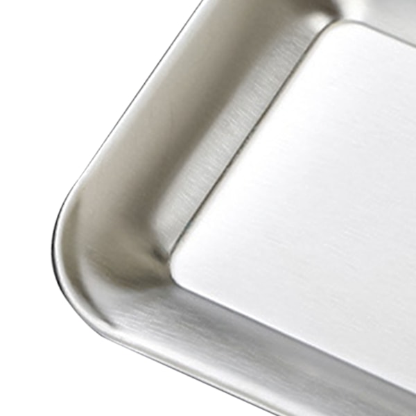Serveringsfat Fyrkantig Rostfritt Stål Fat Bricka Grillbricka Silverfärg för Hem S