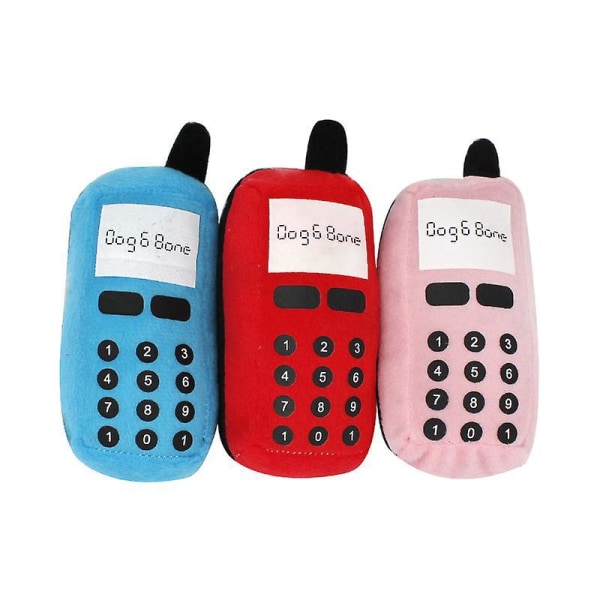 Blue Interactive Cell Phone Plys Pet Chew Legetøj til katte og hunde