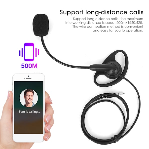 3,5 mm ørekrog Tovejs radio øretelefon Bluetooth kablet intercom headset til V6 V4 motorcykel