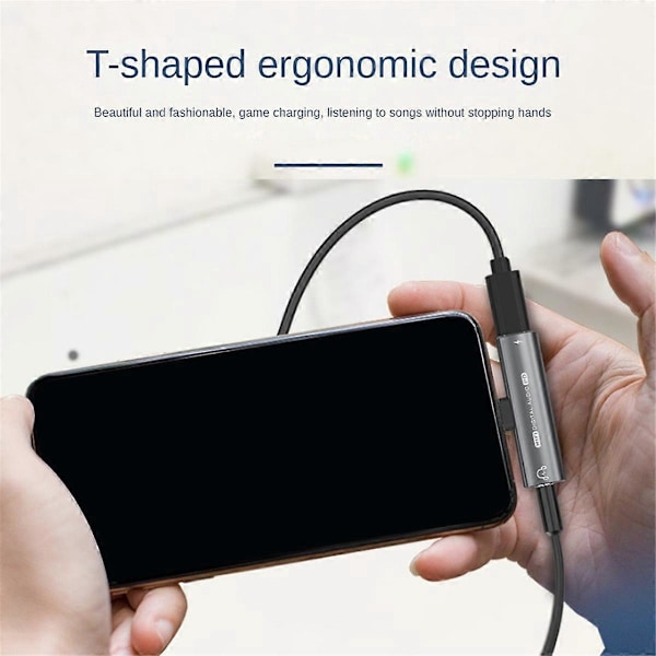 2-in-1 USB Type-C - 3,5 mm:n kuulokeadapteri 16 bitin/48 kHz:n dekooderilla, musta