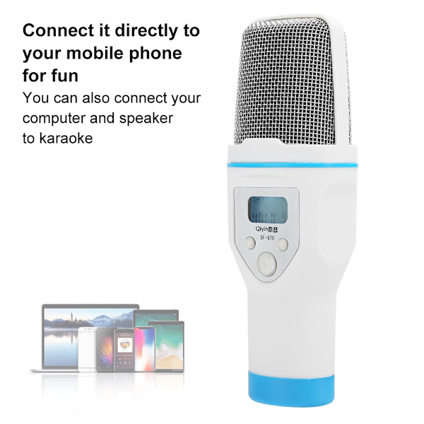 Professionel mobil mikrofon karaokehøjttaler KTV musikafspiller sangoptager håndholdt mikrofon hvid