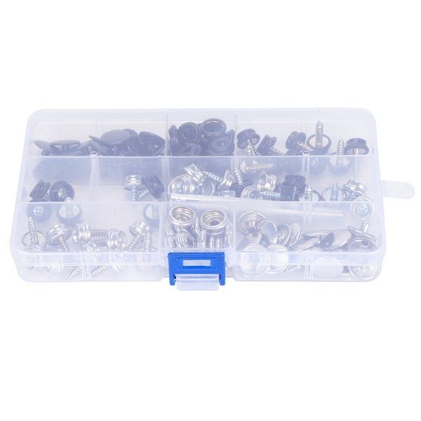 40-set tryckknappssats, gängjärn, skruv, tält, marin presenning, verktyg, 10 mm/15 mm, svart/vit