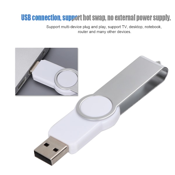 32G ABS Bærbar Drejelig Hætte USB2.0 U Disk til Windows Vista/7/10/Mac Hvid