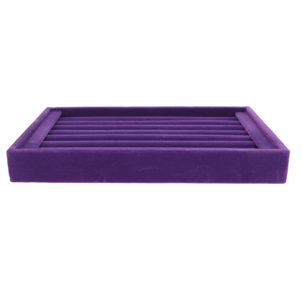 Lilla Velour Ring Organizer 7 Slots Stabelbar Smykkeopbevaringsbakke Øreringe Display Case