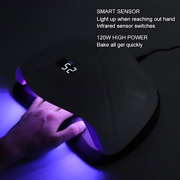 120W intelligent timing UV-gellampa nagelhärdningsmaskin nagellacktork manikyrverktyg EU-kontakt 110-240V