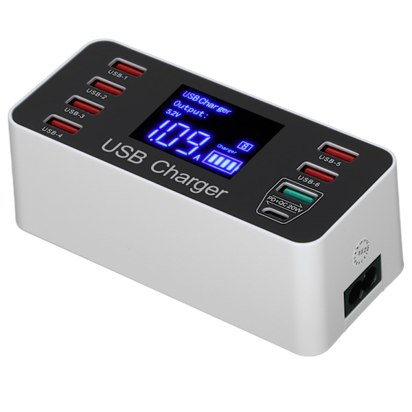 40W USB-telefonlader med 8 porter bærbar QC3.0 USB C Type C hurtiglader for reiser AU-plugg 100‑240V