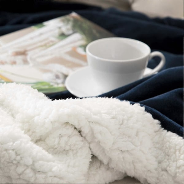Ruudullinen Fleece-sohvapeitto, tummansininen sohvanpeitto 150CMx200CM