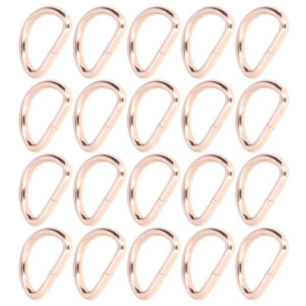 20 stk D-ringer, blanke, komfortable, slitesterke, bærbare, til DIY-produksjon, kompakte, praktiske veskespenner for armbånd, gull, 3,8 x 25 x 15 mm