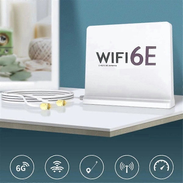 Bærbar 2.4G/5G/6G WiFi 6E Antenne til Netværkskort, Hvid