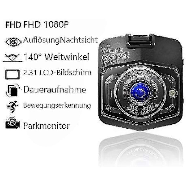 Förbättrad Dashcam 1080p Bilkamera med Super Mörkerseende, Inbyggd G-sensor, Loop-inspelning, Parkeringsövervakning och Rörelsedetektering