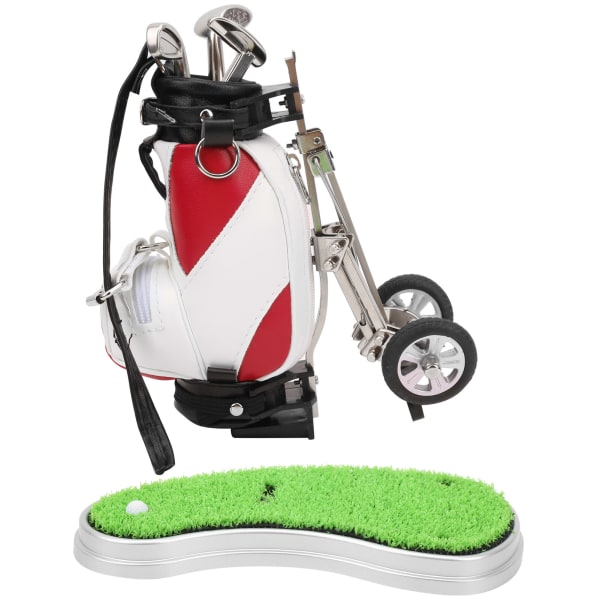 Skrivebordsgolf Pen Set 3 Kuglepenne og Mini Taske Znic Legering Golf Pen Taske med BaseRød Hvid