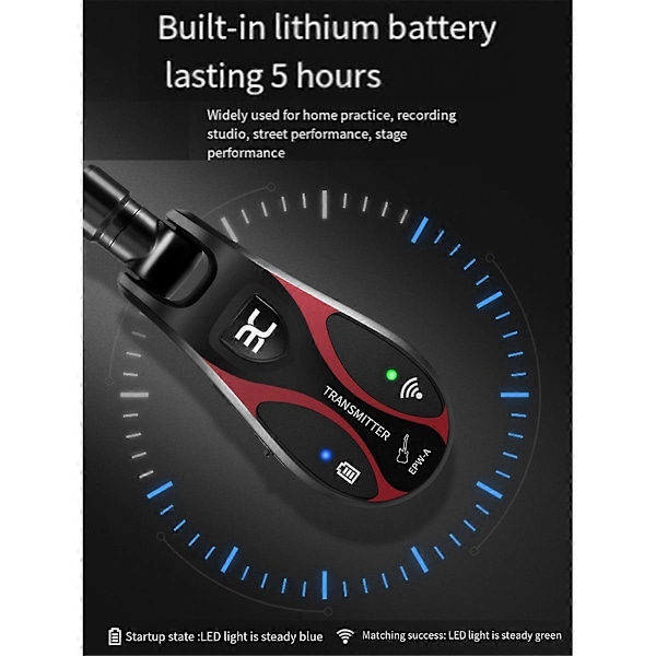 Langaton kitaralähetin-vastaanotin Bluetooth-yhteydellä kitaralle