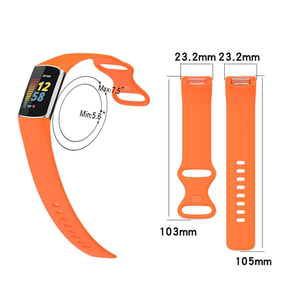 Reservedelerem for Fitbit Charge 5 TPU Myk klokkestropp for Smart Watch