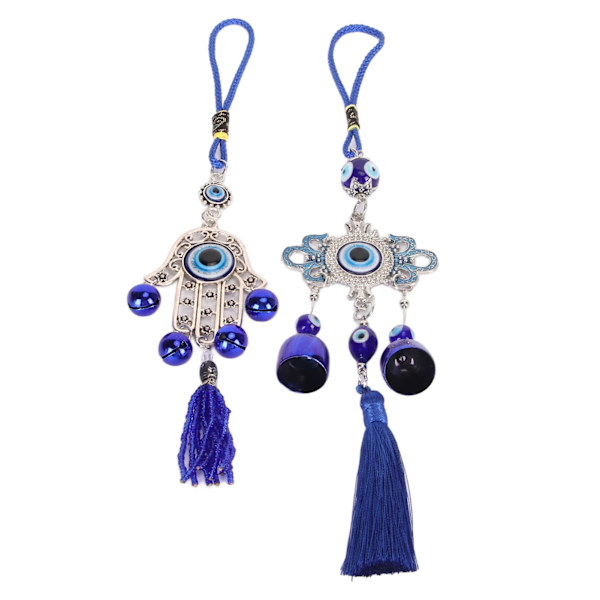 2 stk Øyehengende Ornament Fringe Bell Design Retro Utsøkt Levende Farger Blå Eye Ornament for bilkontorfamilie