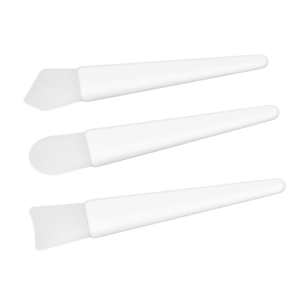 3-delad applikatorsats i silikon, mjuk, återanvändbar, lätt makeup-silikonborste för hem, resor, fest, vit