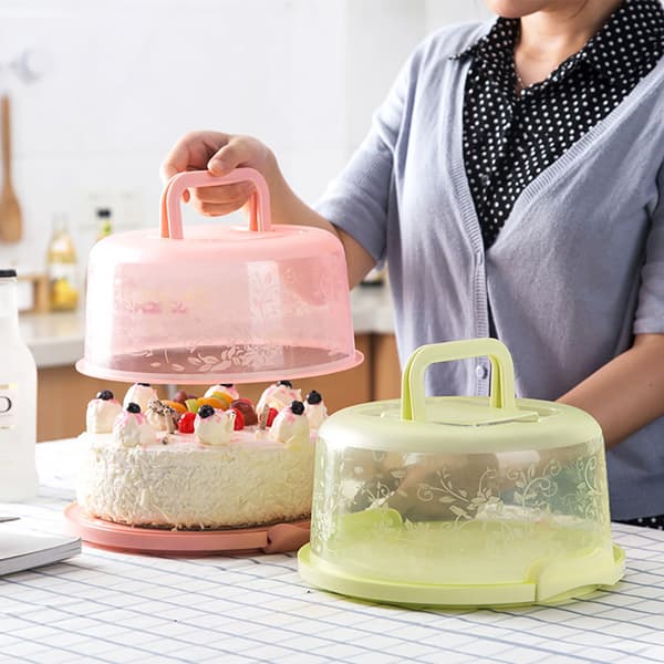 Bærbar Cupcake-holder Matkonserveringsboks med Håndtak Transparent Kakeboks