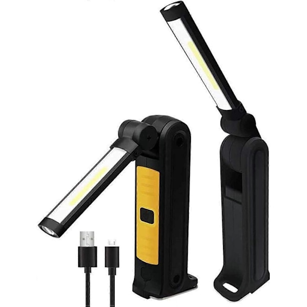 LED Arbeidslys, Bærbar Lommelykt Med USB Oppladbar, COB Inspektørlys Med Kroker For Oppheng Og Magnetisk Base, For Bilreparasjon, Verksted, G