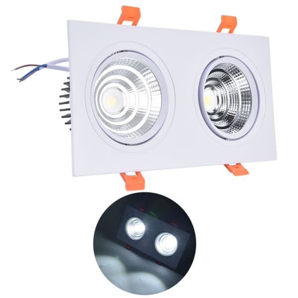 2x7W COB Downlight 6000K 100‑264V Justerbar Downlight Indbygget Loftslampe med LED Driver til Soveværelse