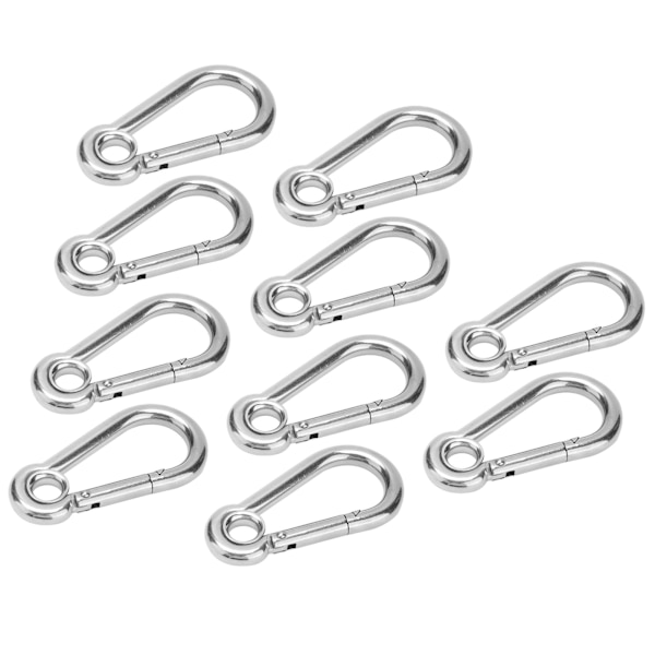 10 st Snapkrok Rostfritt stål Säkerhetsrep Fjäderkarbin Hängande spänne TillbehörM8(8mm)