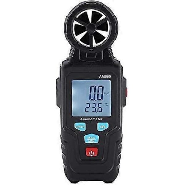 Anemometer Værktøj, AM600 Følsom Digital Anemometer Vindhastighedsmåler Termometer med Baggrundsbelyst LCD Måling