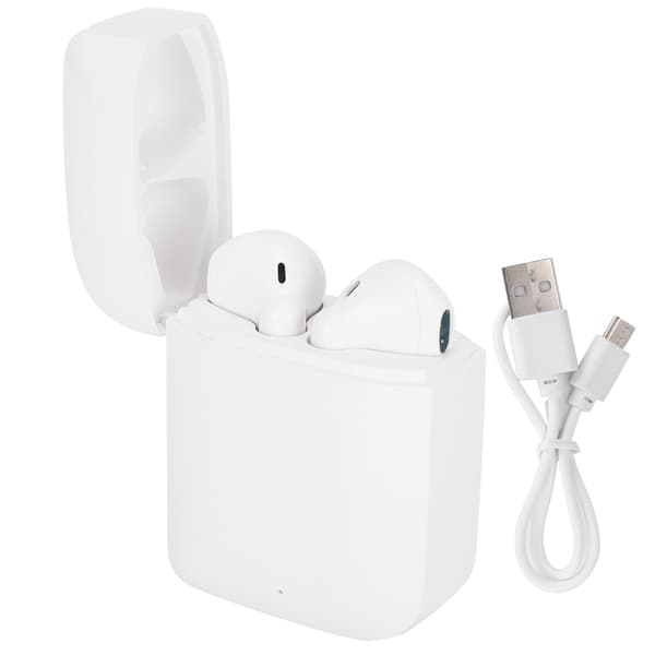 TWS Trådlösa Bluetooth 5.0 Hörlurar Halv In-Ear IPX4 Vattentäta Hörlurar för iPhone/Android Vit