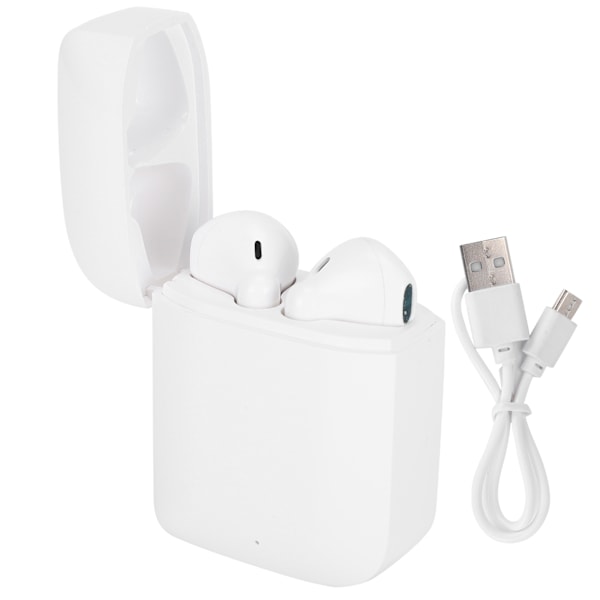 TWS trådløse Bluetooth 5.0 øretelefoner halv i-øret IPX4 vanntette ørepropper for iPhone/AndriodWhite